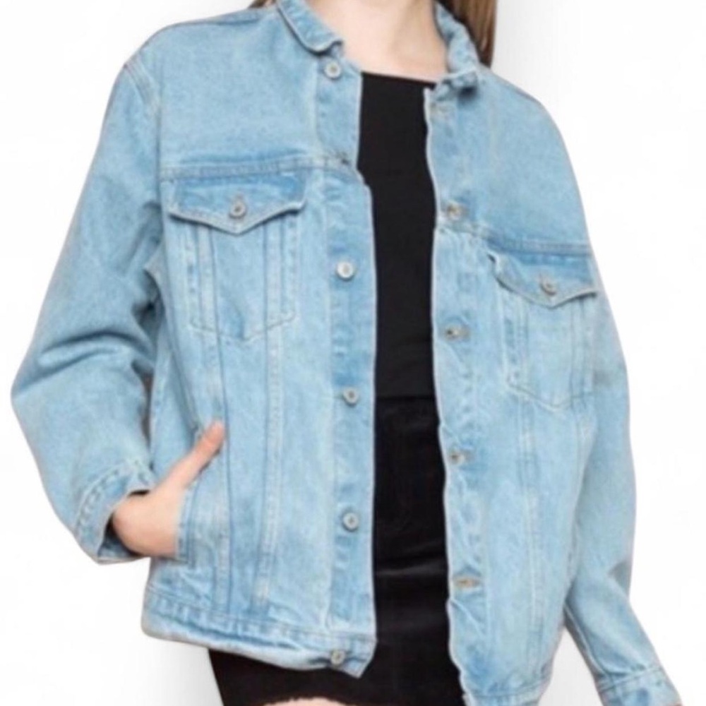 Oversized Light Wash Blue Denim Jean Jacket